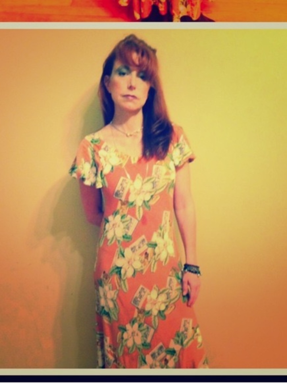 Floral Orange Short-Sleeve Maxi Dress
